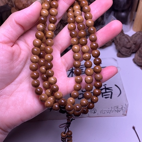 檀香木手串/手链檀香风化老料0.8/108横纹虎皮沉