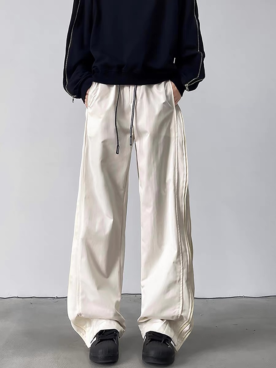 双拉链速干弯刀防水冲锋裤男女款春夏季户外运动直筒登山微喇裤子