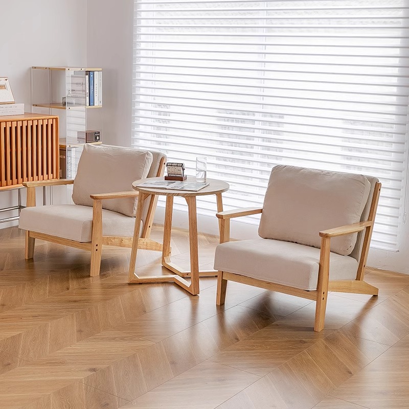 咖啡奶茶店民宿酒店适用实木简约休闲沙发组合