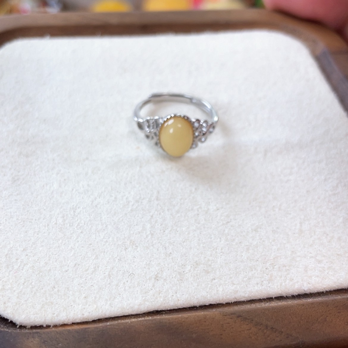 【闪购商品】蜜蜡戒指银S925镶嵌@***-天然