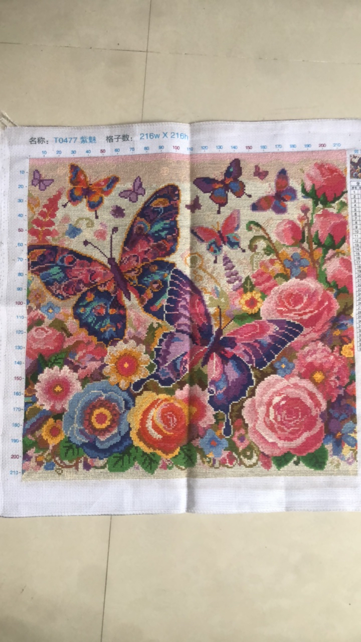 纯手工绣好的紫魅蝴蝶十字绣成品客厅餐厅卧室装饰画