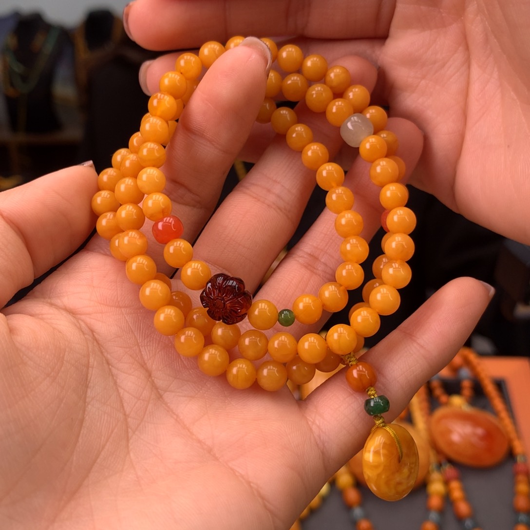 蜜蜡手串未镶嵌天然
