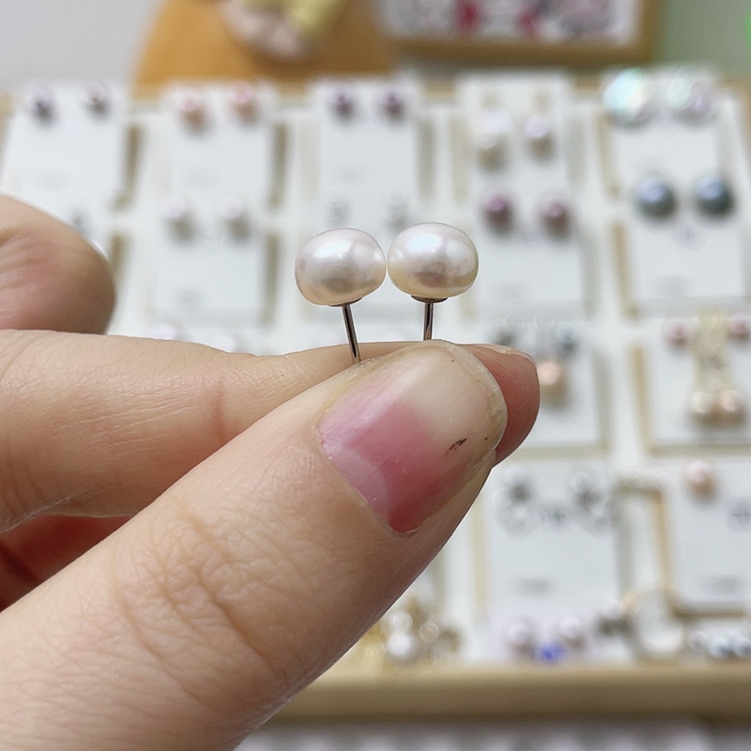 理***由银S925镶嵌淡水珍珠耳饰