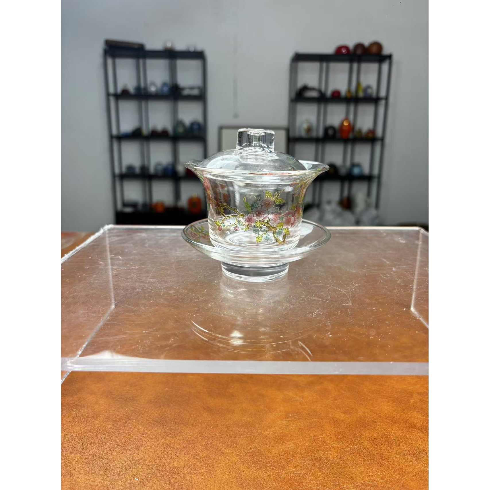 高端喜上眉梢水晶盖碗