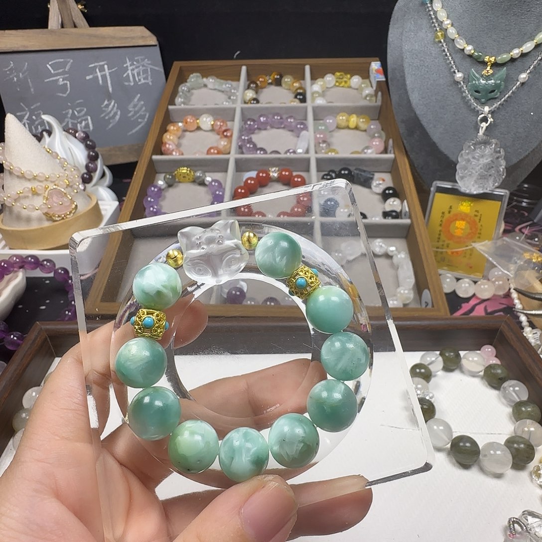 手串未镶嵌水晶绿海纹石水晶手串