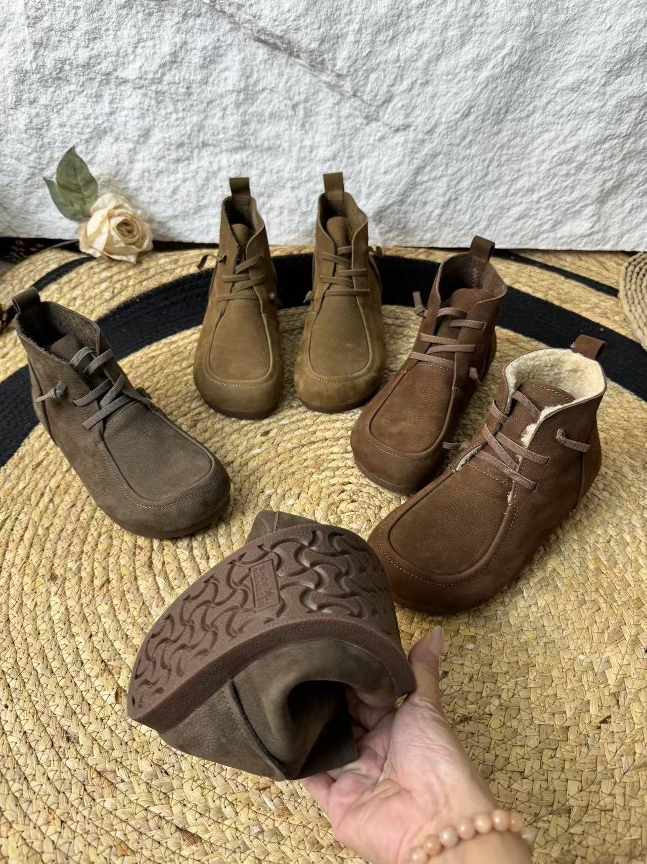 2202-8复古短靴马丁靴女头层牛皮软底软皮百搭女靴子