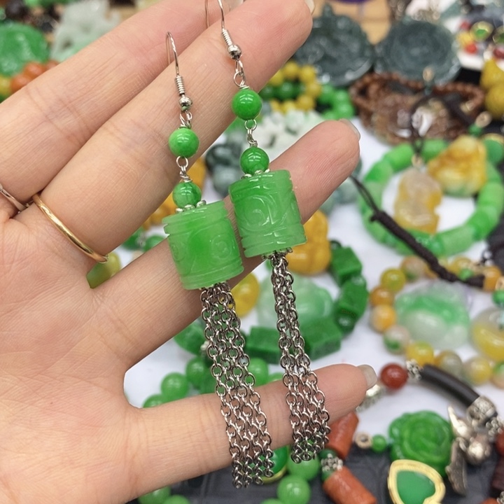 翡翠未镶嵌耳饰耳坠15