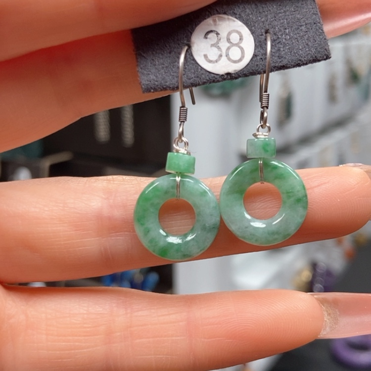 【闪购商品】翡翠耳饰银S925镶嵌耳饰