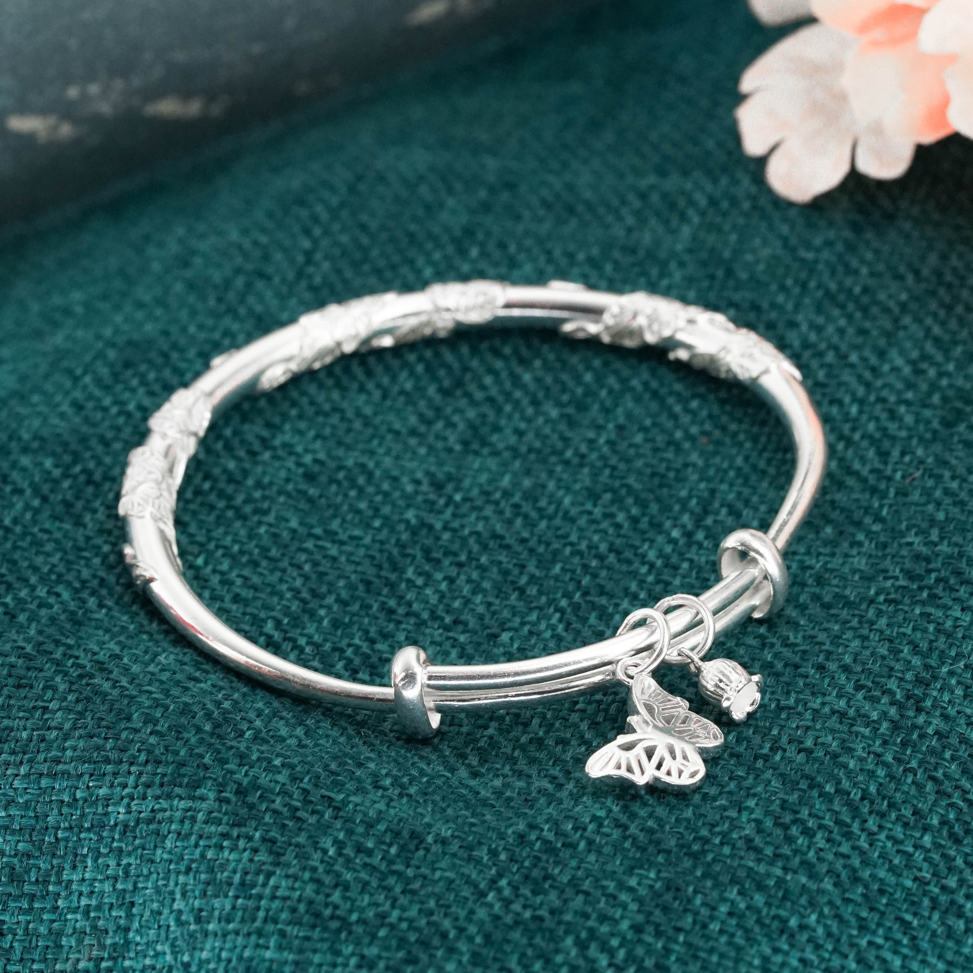 足银手镯 【欣欣专享】足银繁花似锦蝴蝶手镯 YSZ197