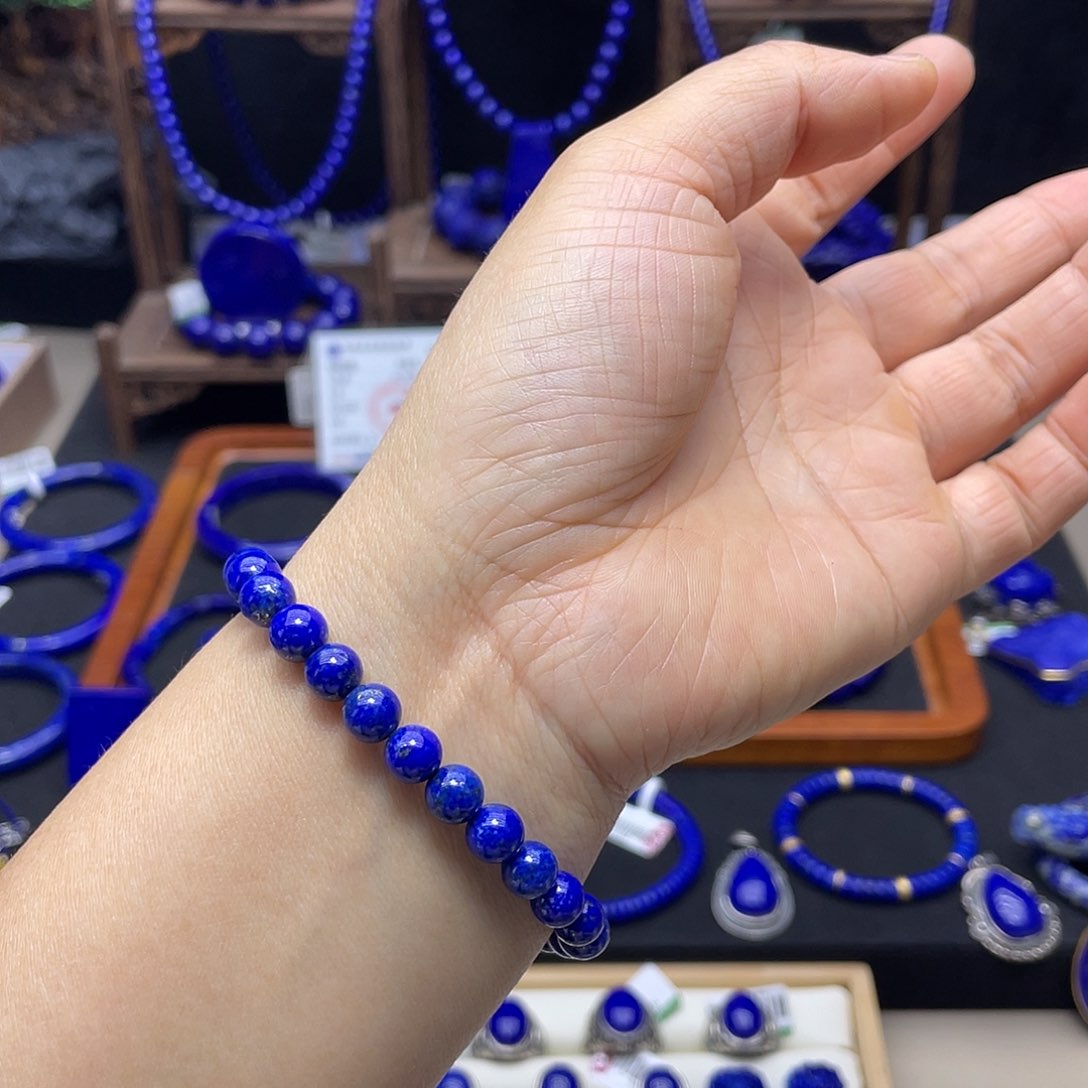 青金石未镶嵌手链7mm福利出证书