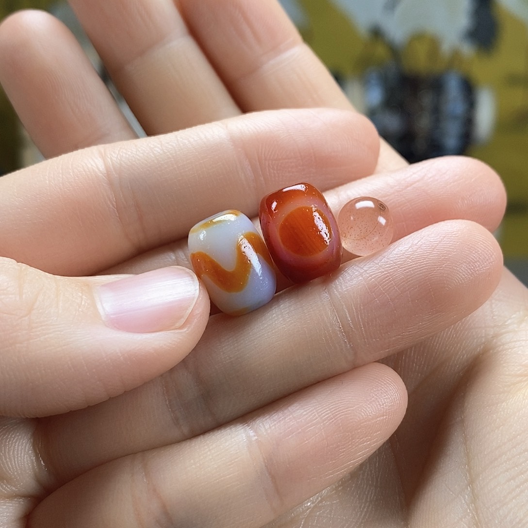 玛瑙/玉髓散珠双*玛瑙