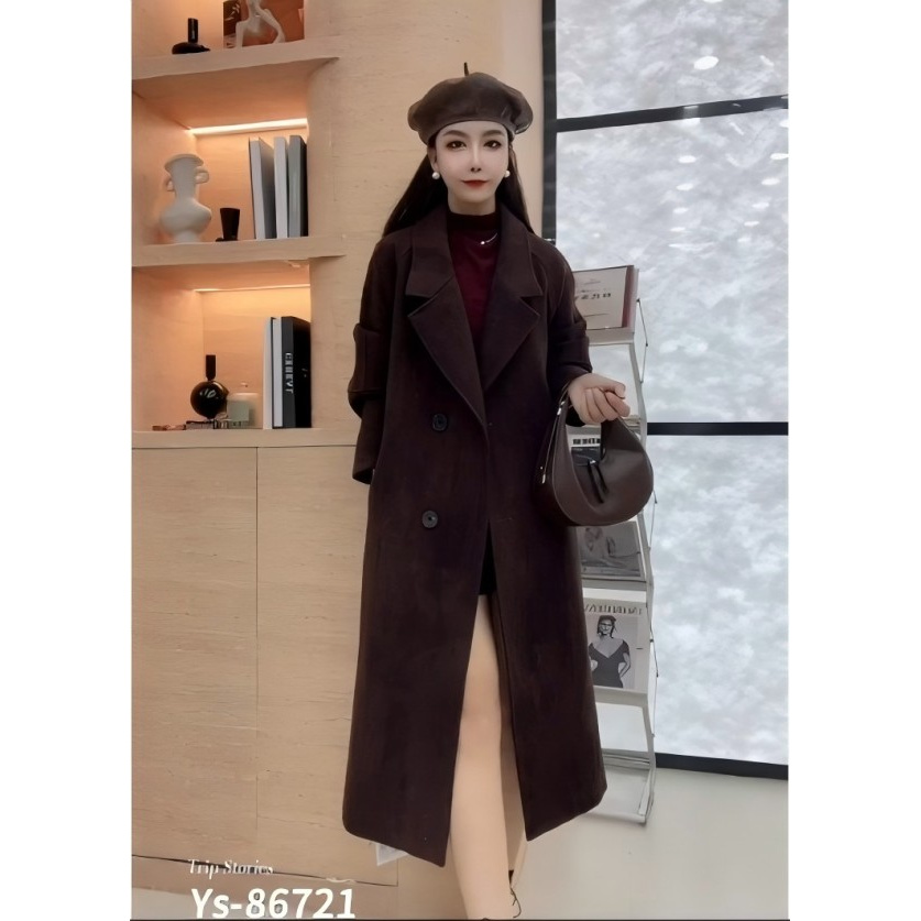 86721 春装上新女士时尚气质百搭长款韩版羊毛大衣 YS