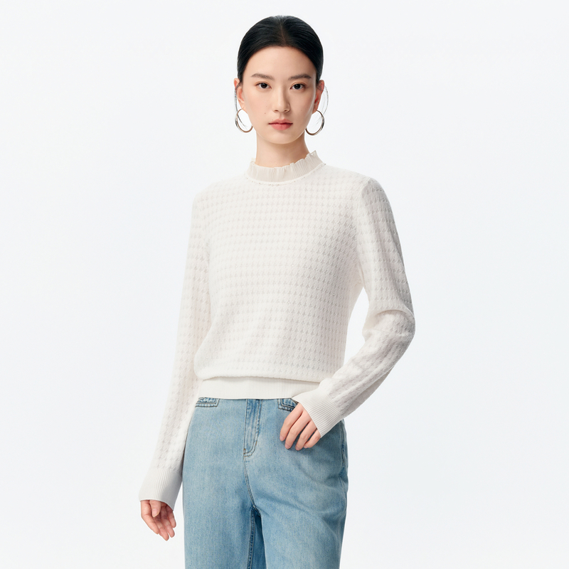 娜尔思桑蚕丝羊毛衫木耳领蚕丝柔韧细腻2026年春季NZ06064V0