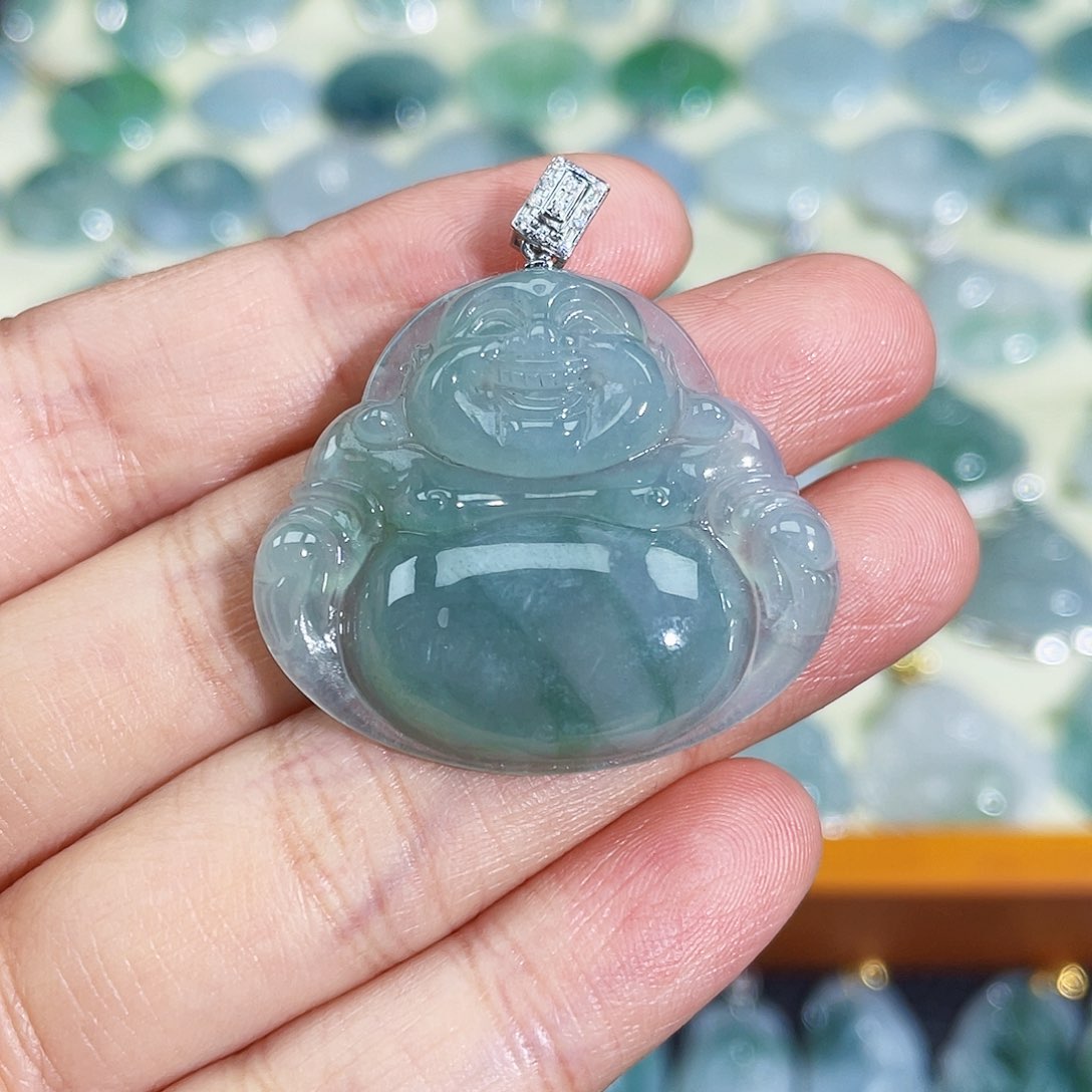 翡翠颈饰18K金镶嵌吊坠