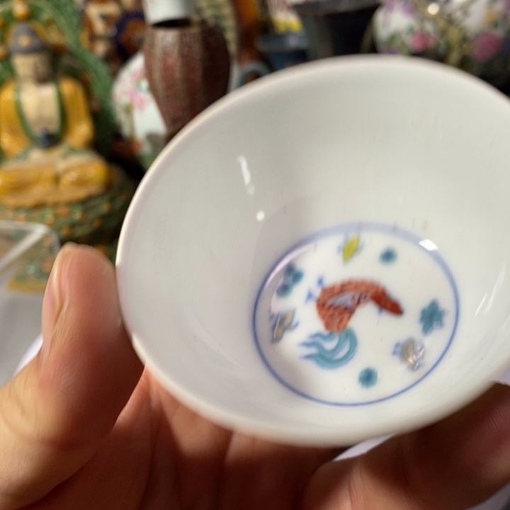 摆件斗彩鸡缸杯子
