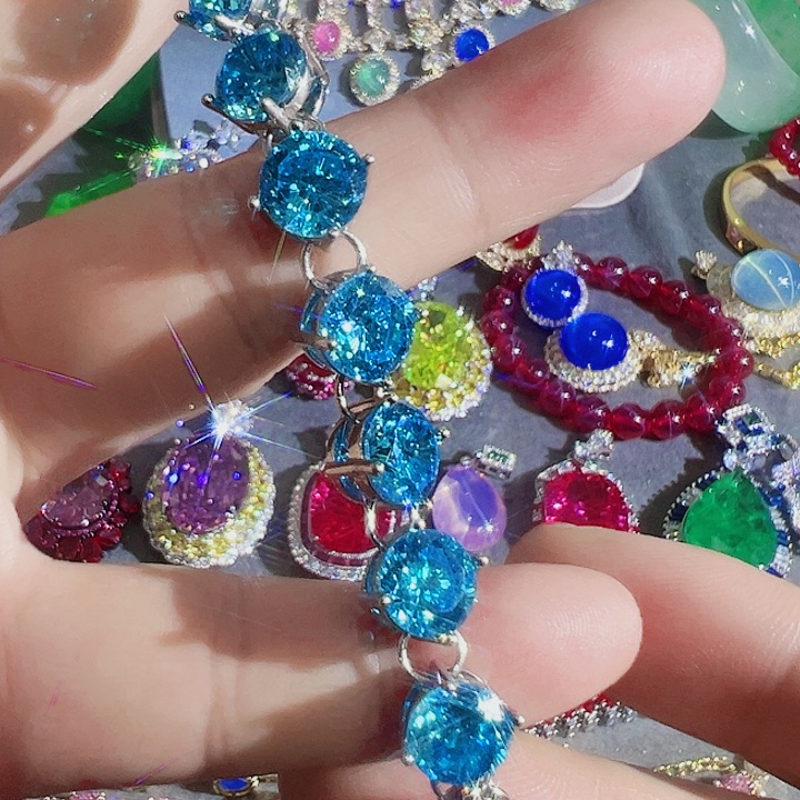 非金属红色蓝色满钻镶嵌