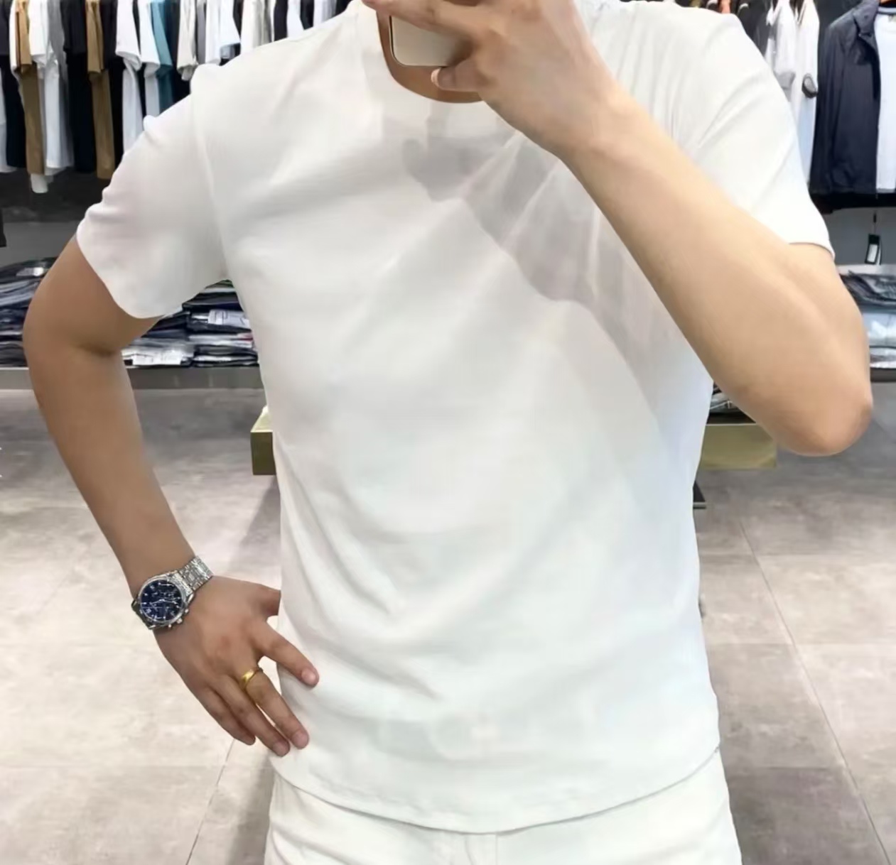 高品质T恤修身夏季简约免烫纯色百搭短袖免烫处理