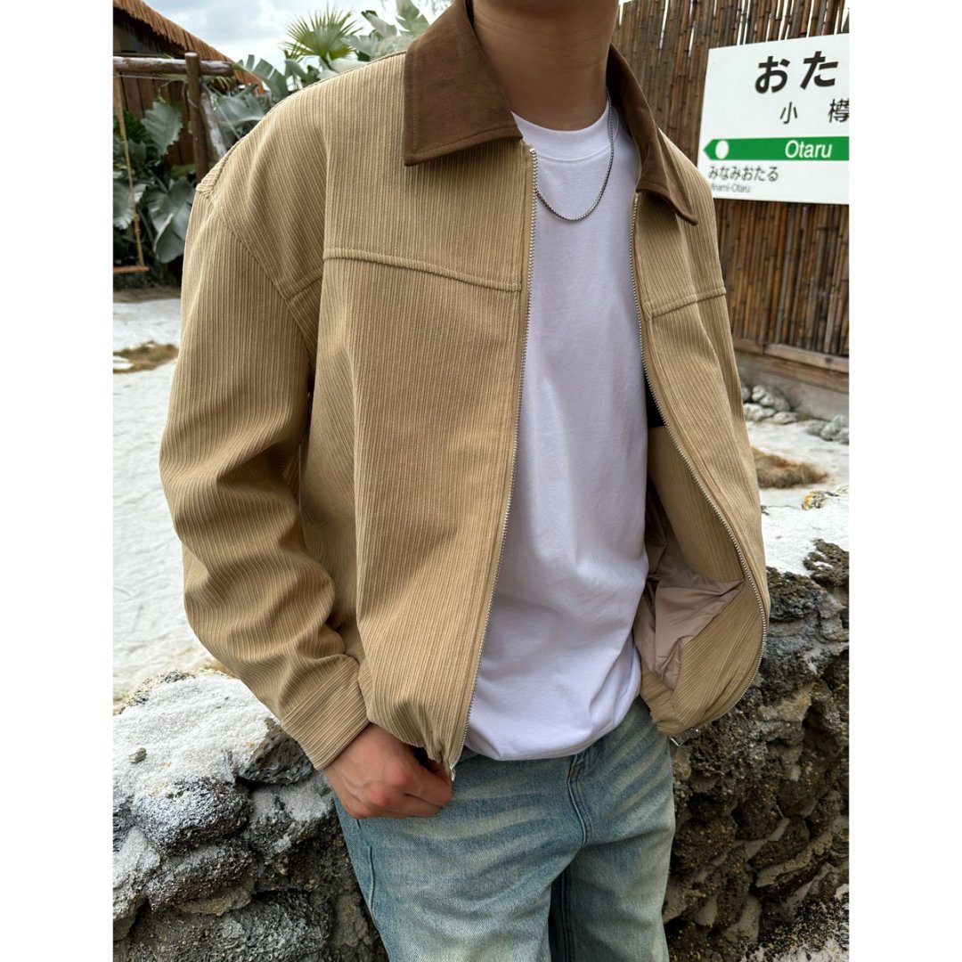 WInson|[巴恩风底特律]秋冬复古撞色翻领毛呢夹克休闲灯芯绒外套