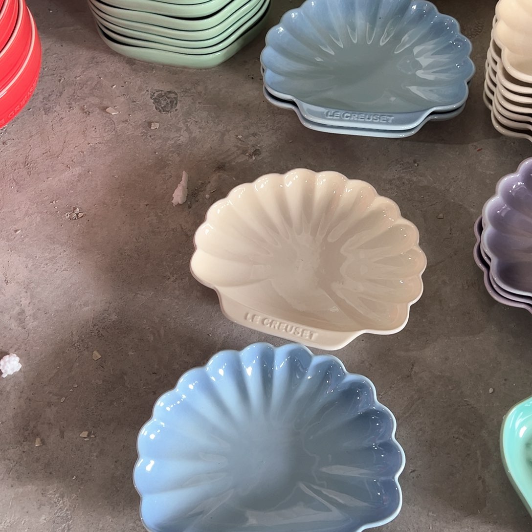 陶瓷 大贝壳 天蓝色 奶白色