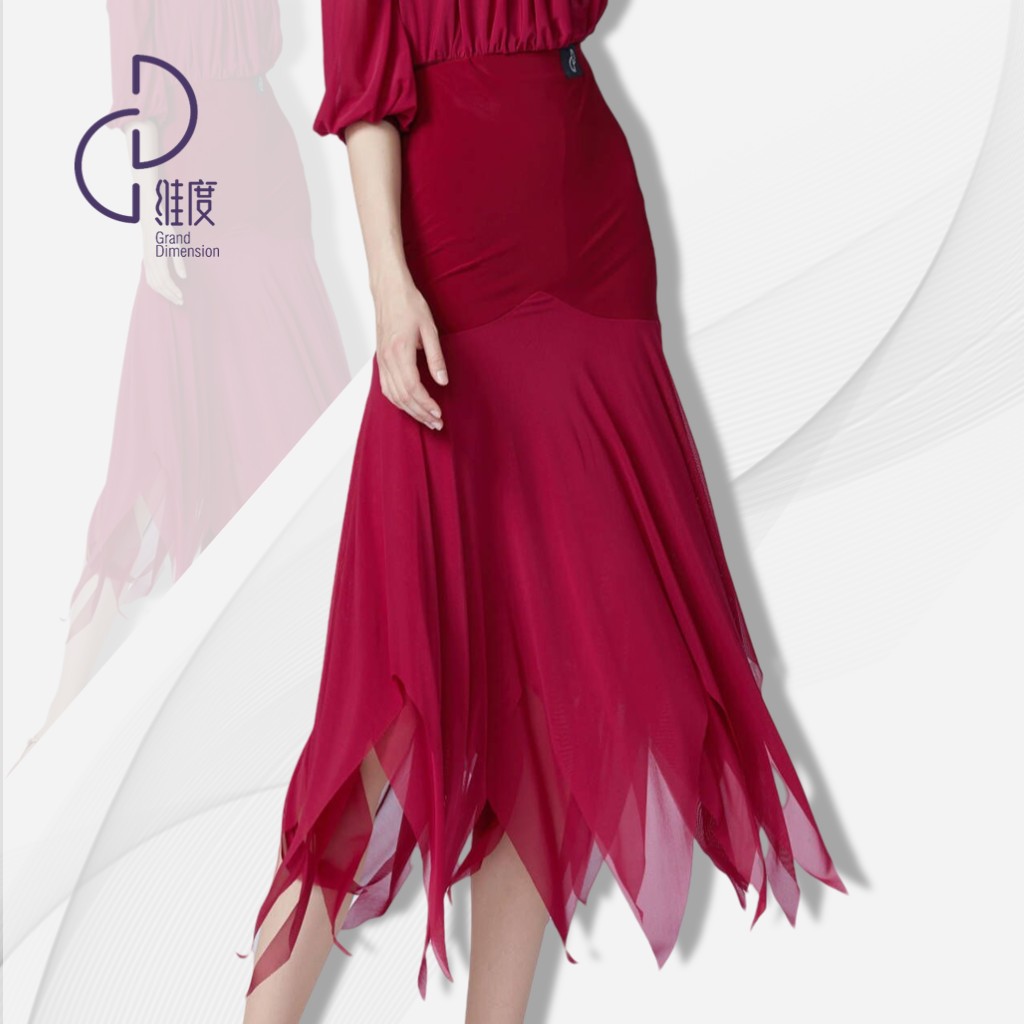 【维度舞服】Q26原创设计女士半身裙摩登舞衣拉丁舞练习服显瘦气质