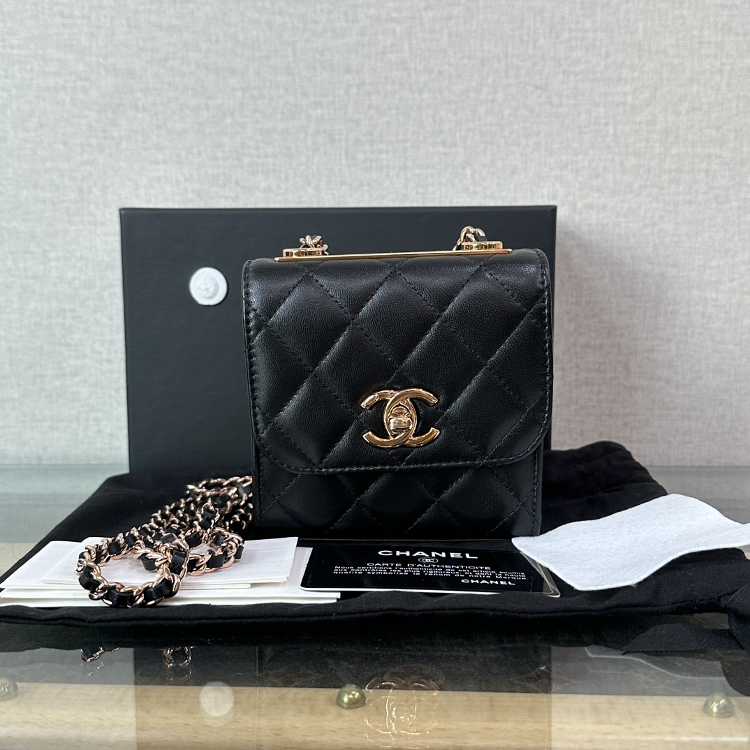 95新 Chanel/香奈儿 Trendy ccmini黑金单肩斜挎小废包 11482