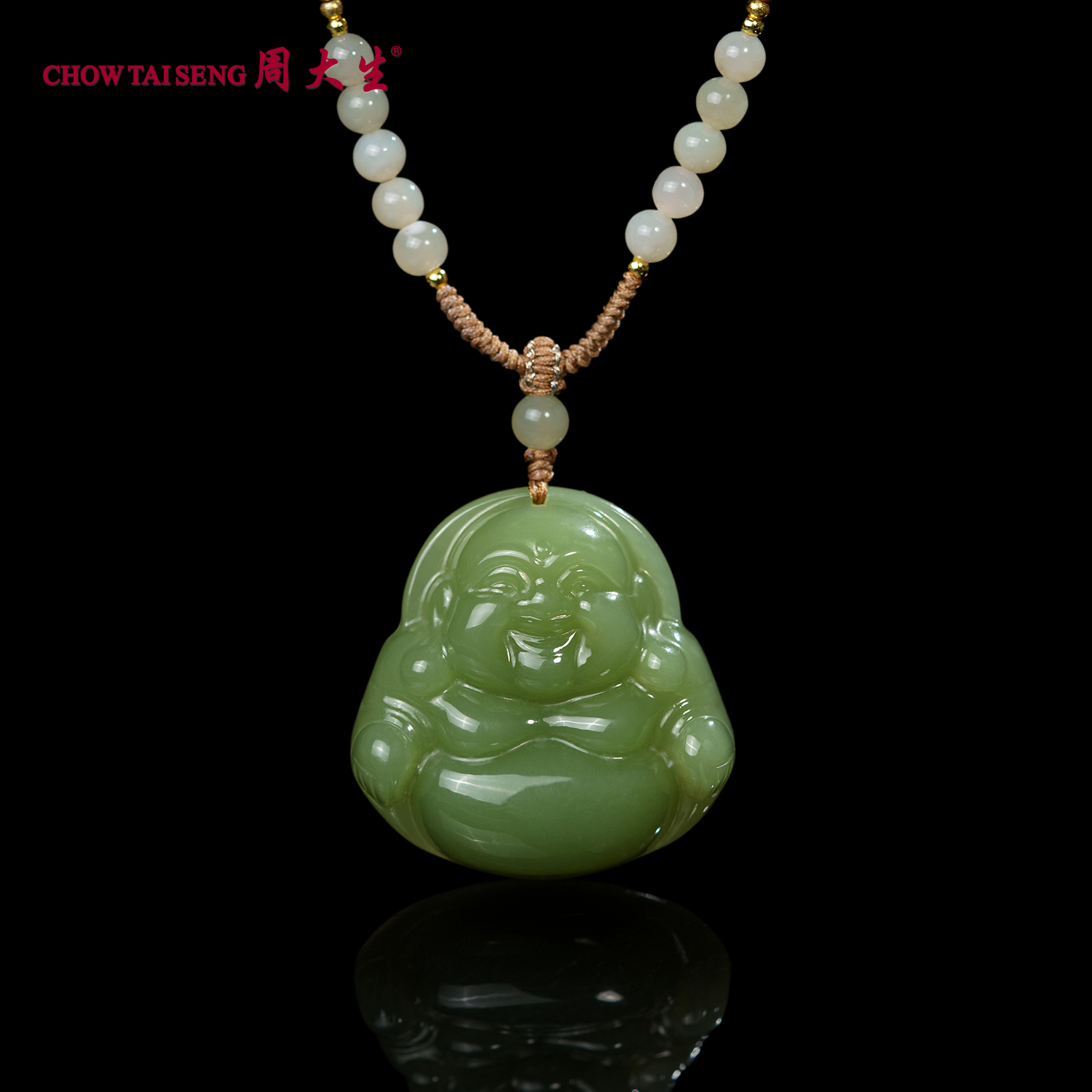 周大生 【40mm】弥勒佛公和田玉石吊坠挂件 多样性发货D0FG001
