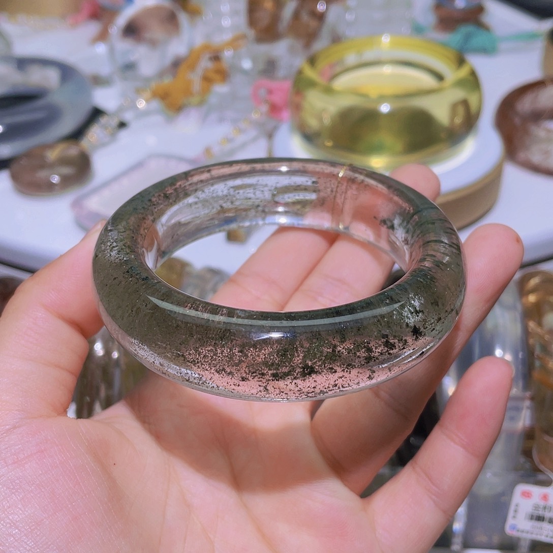 未镶嵌手镯水晶天然绿幽灵手镯