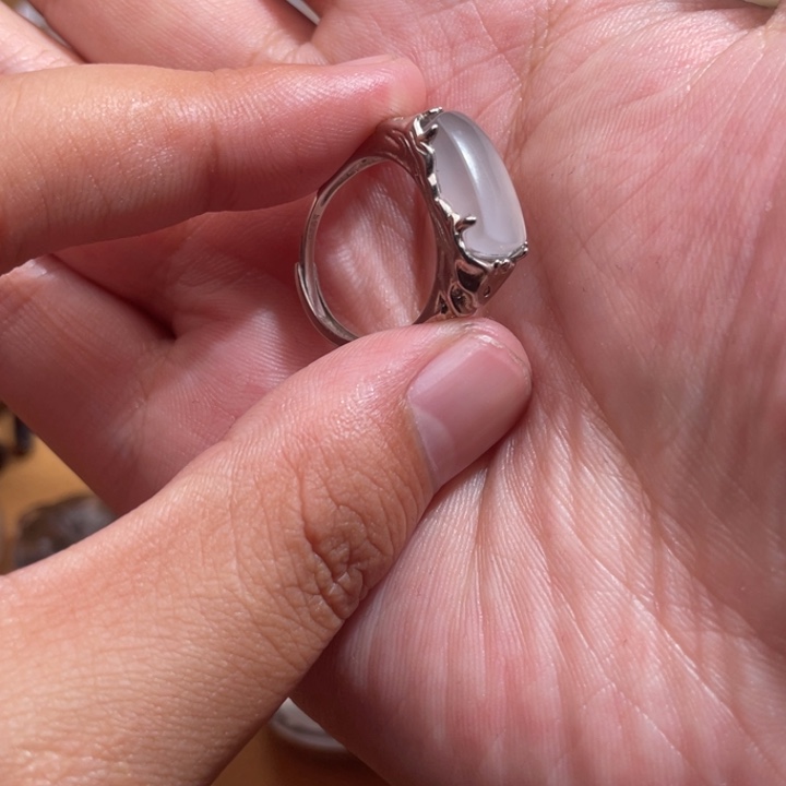 ****川石英质玉银S925镶嵌戒指