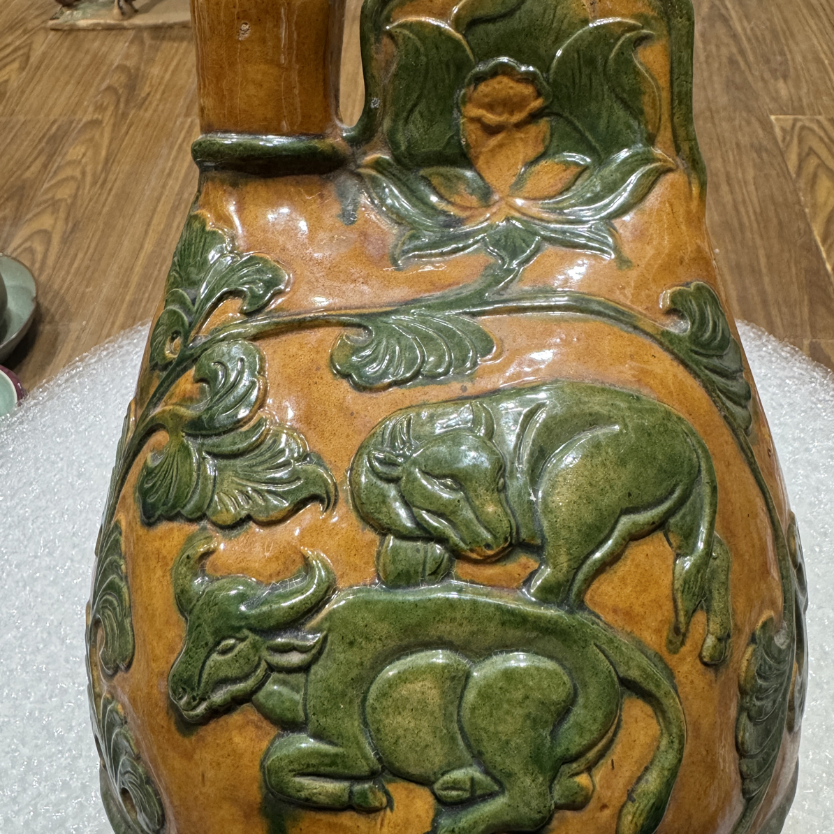 瓷器瓷器888888888陶瓷工艺品浮雕绿色精美