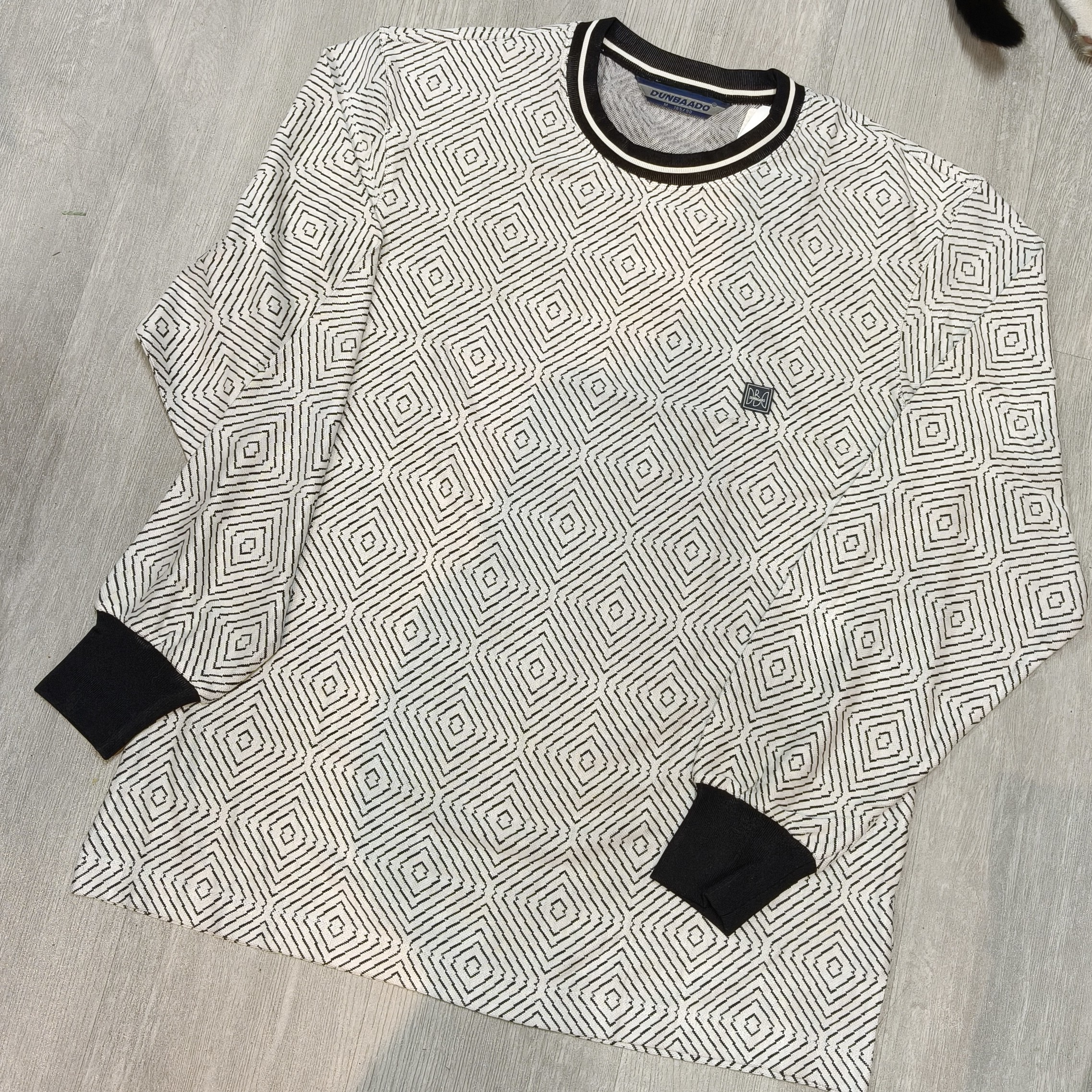 圆领满印菱形图案拼色时尚针织内搭-果梓8002