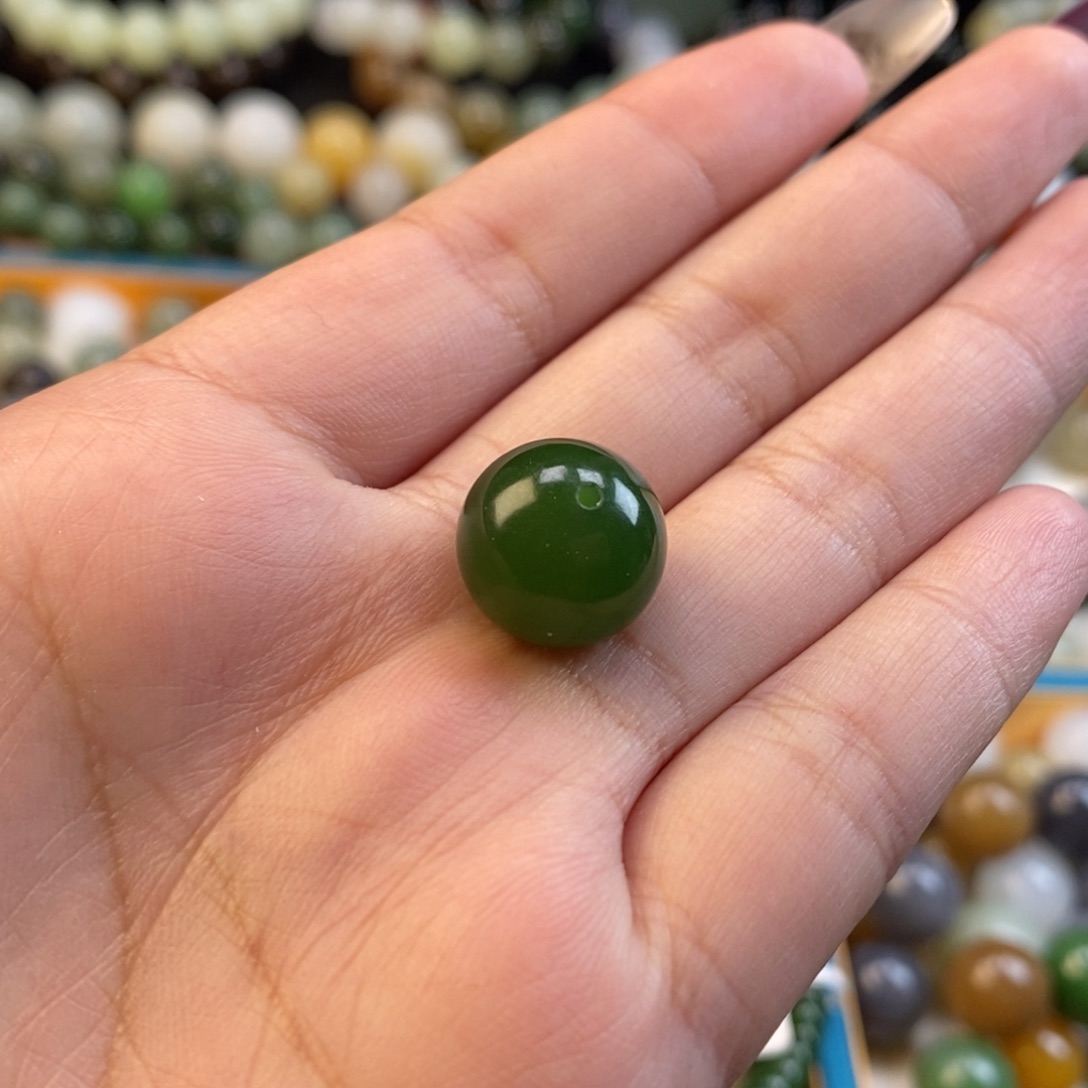 和田玉手串未镶嵌小***?福利碧玉单珠z 13.5