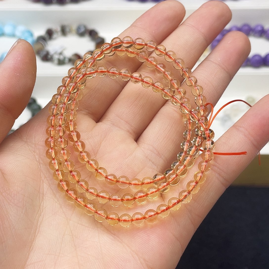 水晶手链未镶嵌巴西暴力黄5三圈