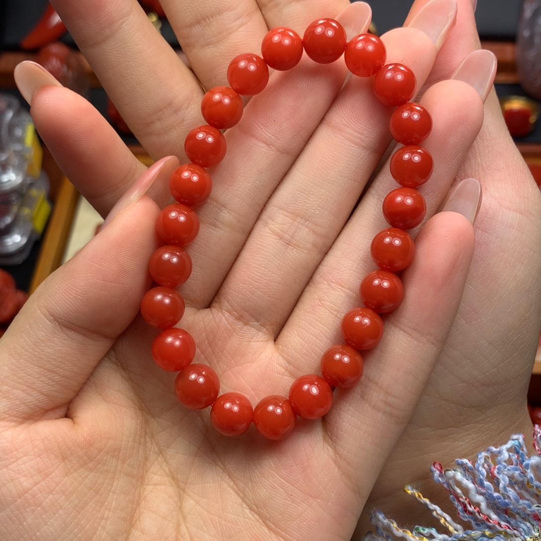 南红玛瑙未镶嵌8+柿子红手串