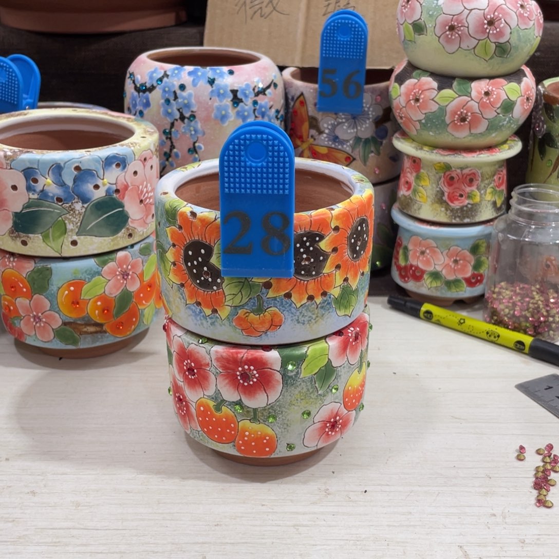 红陶多肉花盆顶冠