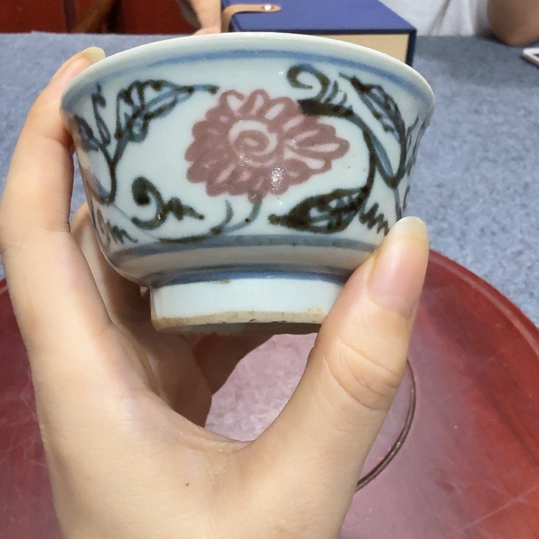 真***们瓷片青花杯子一件完整完整