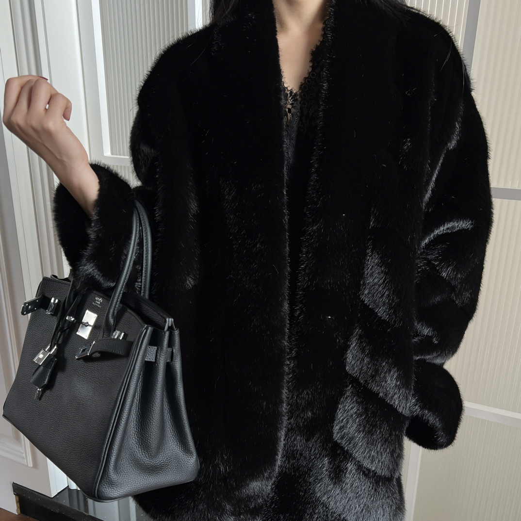 人造皮草 【DZP】年货款！冬季新款奢贵本黑环保仿水貂外套