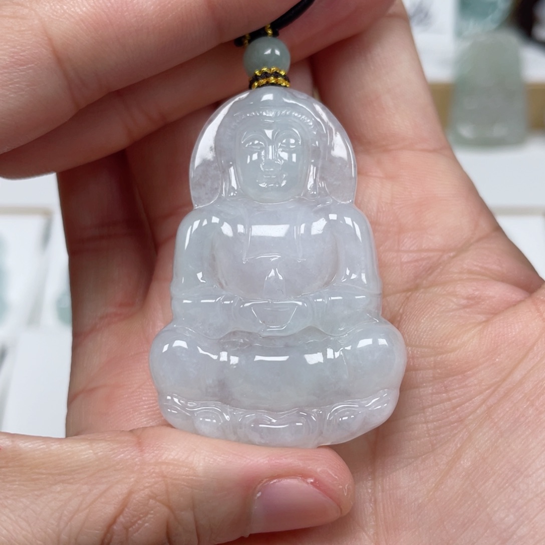 翡翠颈饰未镶嵌天然翡翠A货观音47号