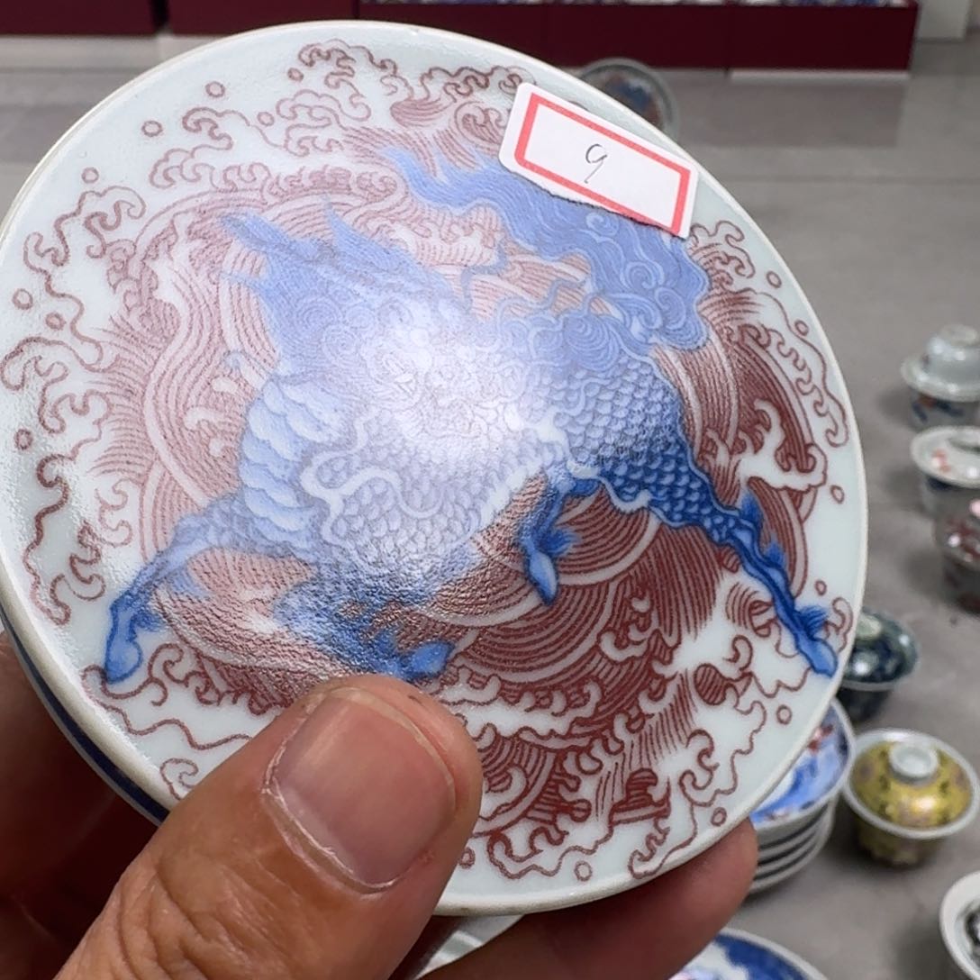 杯麒麟踏浪盖置景德镇