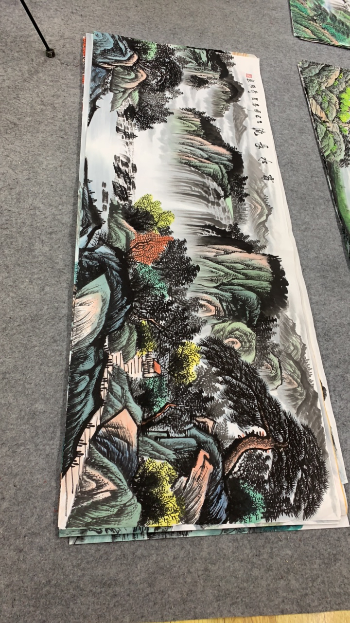 富水长流芯尺寸：180cm*70cm山水画客厅办公室挂