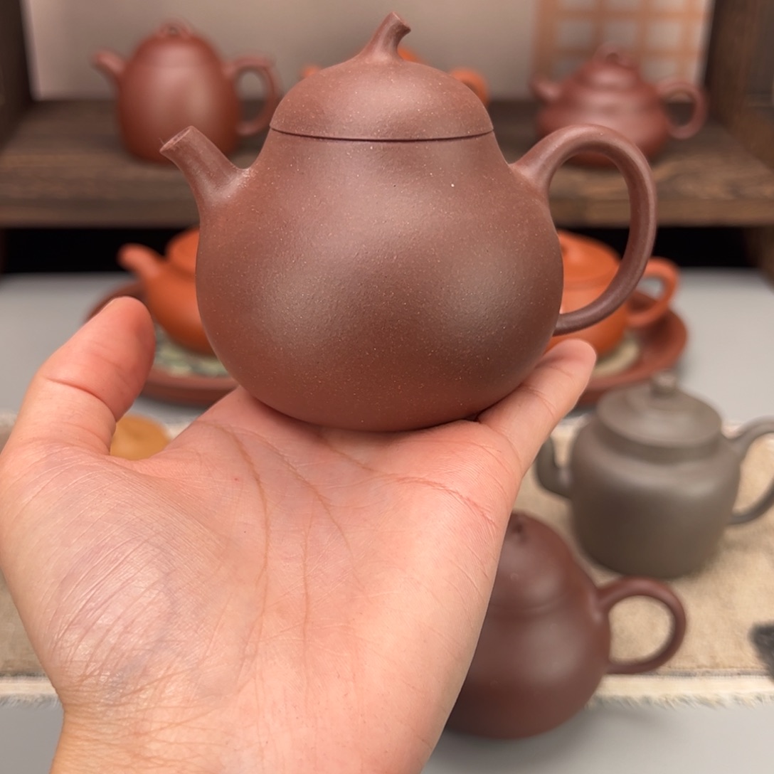 茶壶紫砂鹤**天二号井深井紫泥茄瓜175cc微瑕