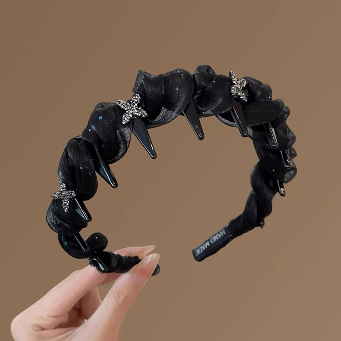 海星高级感带齿梳蓬松发箍女倒梳头箍压发卡发捆头饰碎高颅顶水钻