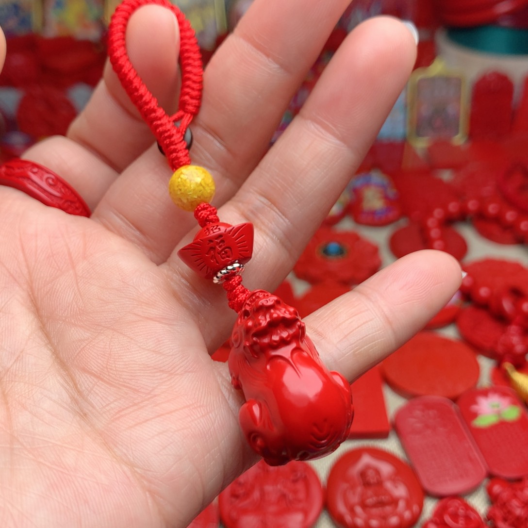 天然辰砂工艺品朱砂钥匙扣