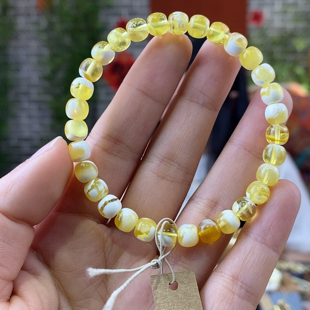 蜜蜡珠宝奇石未镶嵌蜜蜡手串6.5mm