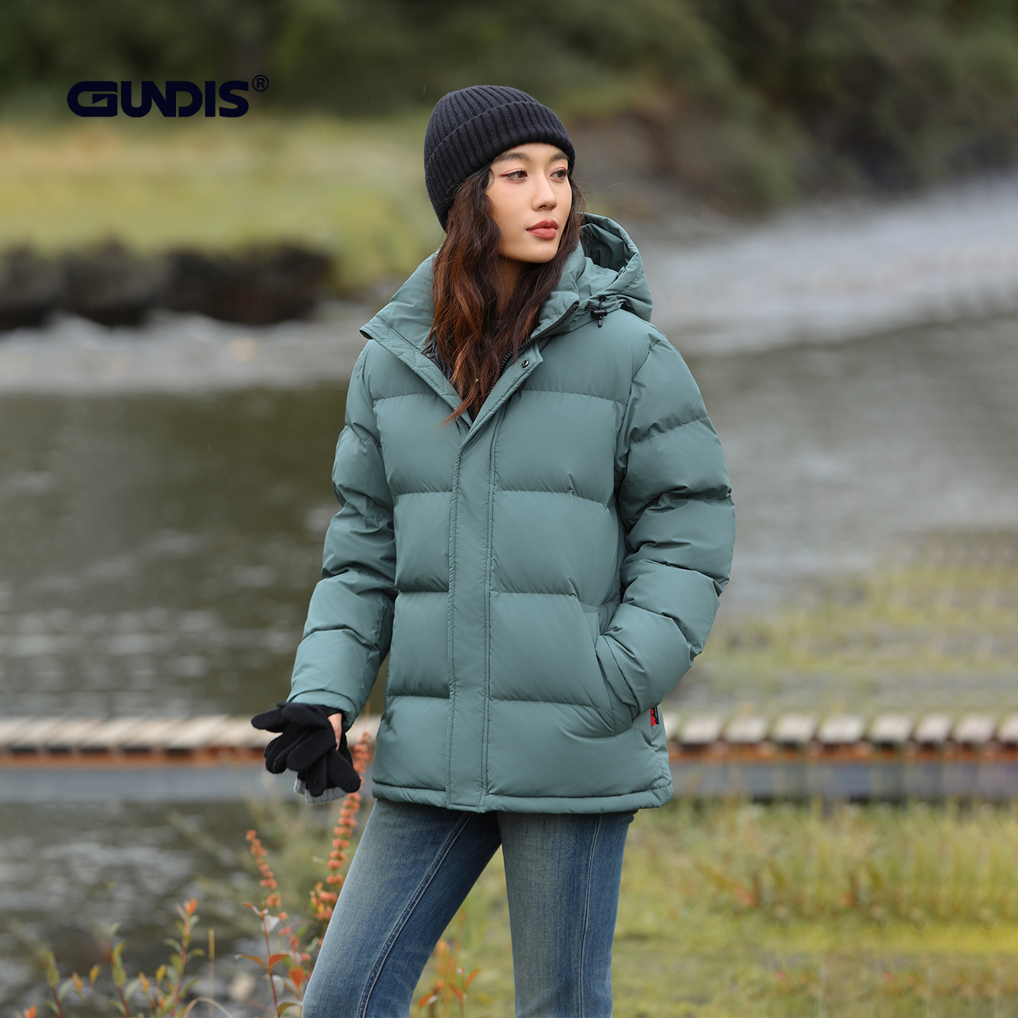 GUNDIS2025冬季新品高端羽绒服极寒小个子羽绒服女中长款7008A
