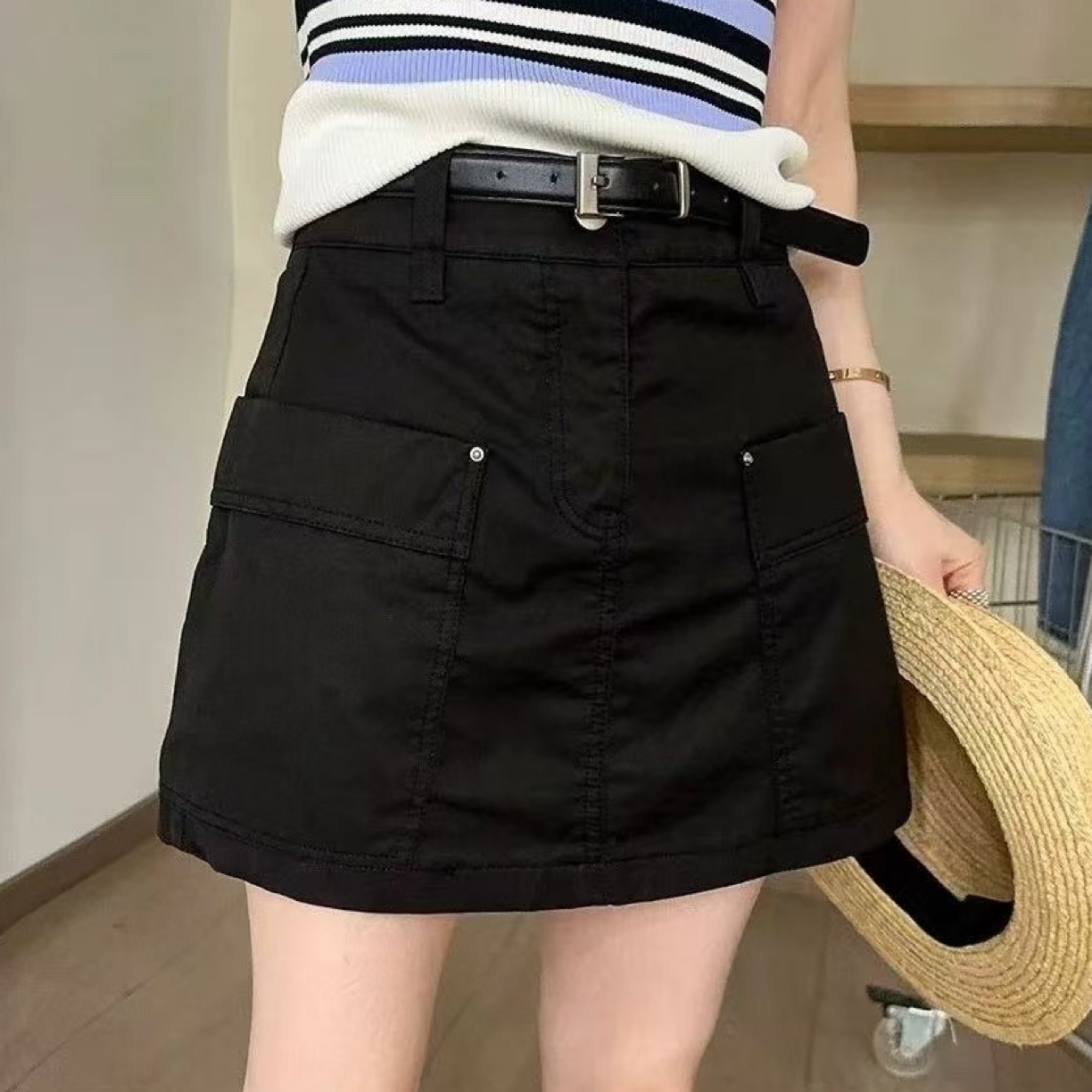 苗苗家~早秋工装A字半身短裙