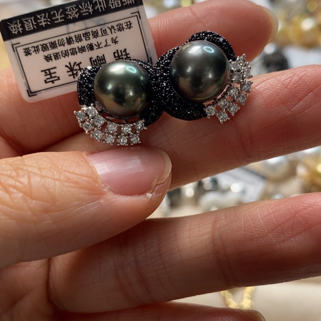 海水珍珠耳饰银S925镶嵌