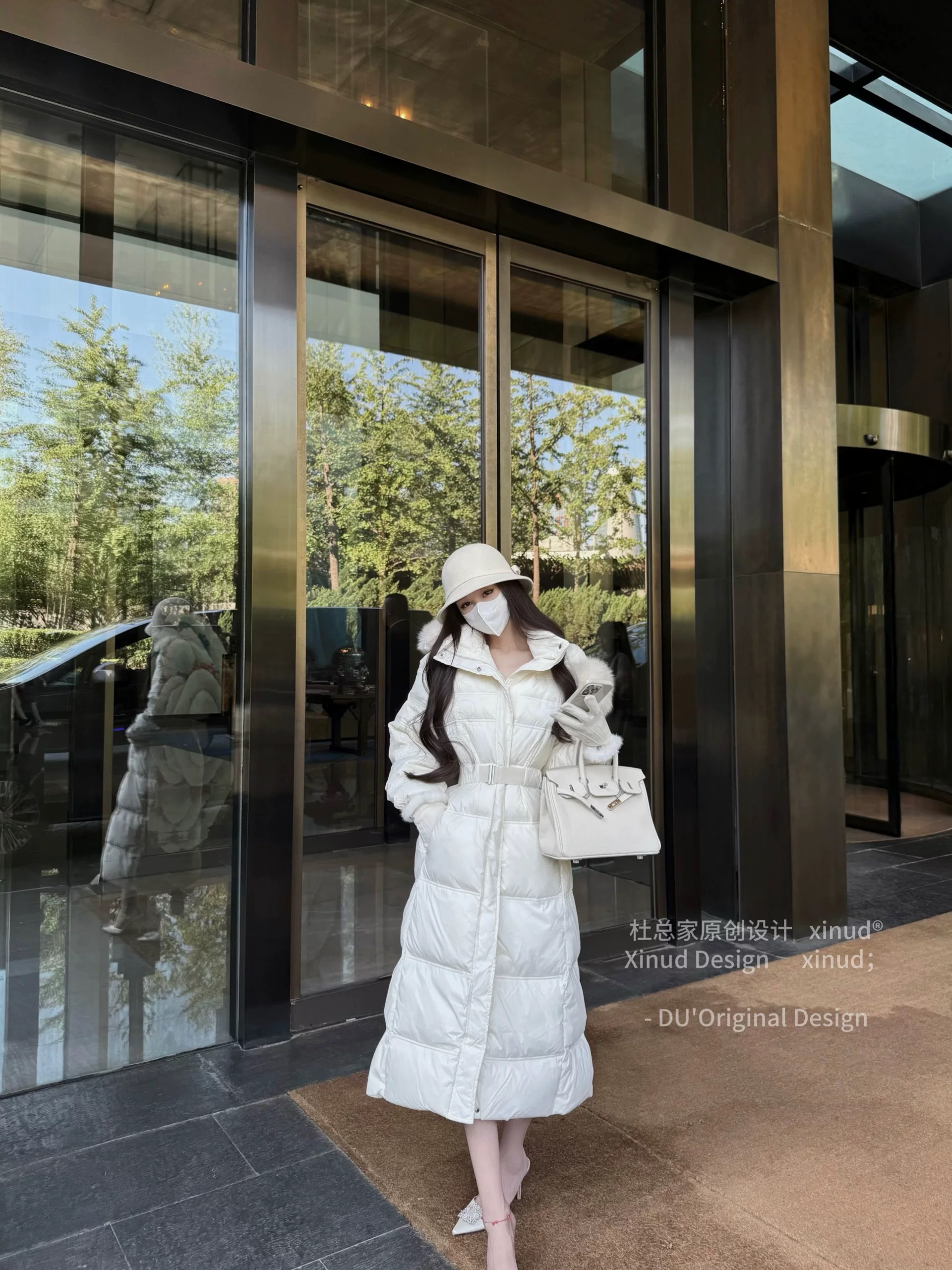 韩版狐狸毛领收腰羽绒服女冬季保暖长款厚外套2025新款韩版