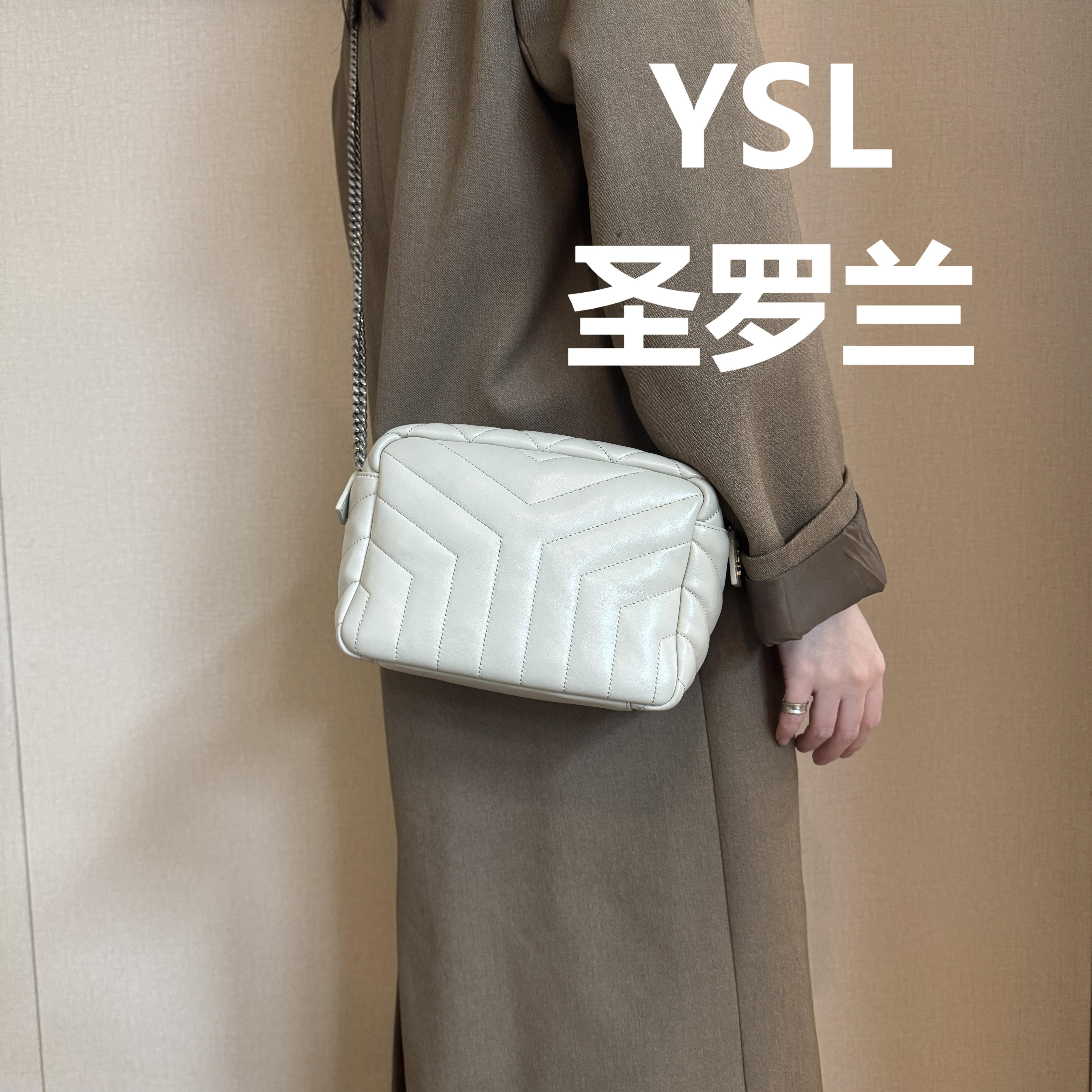 95新 YSL/圣罗兰 白色相机单肩斜挎包/甜甜精选/52160