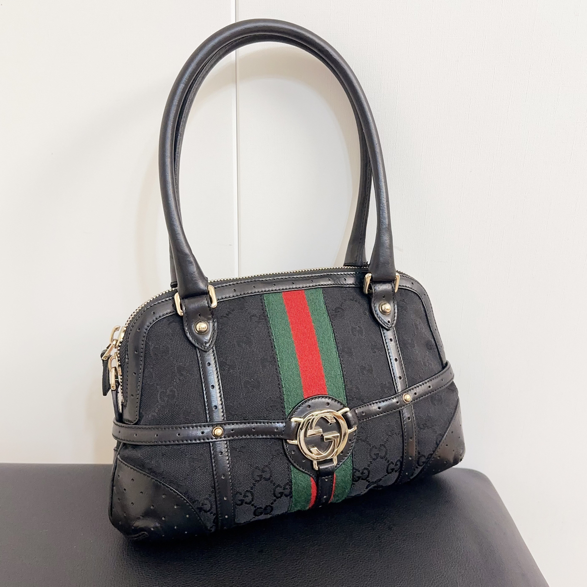 95新 GUCCI/古驰 保龄球单肩腋下包001
