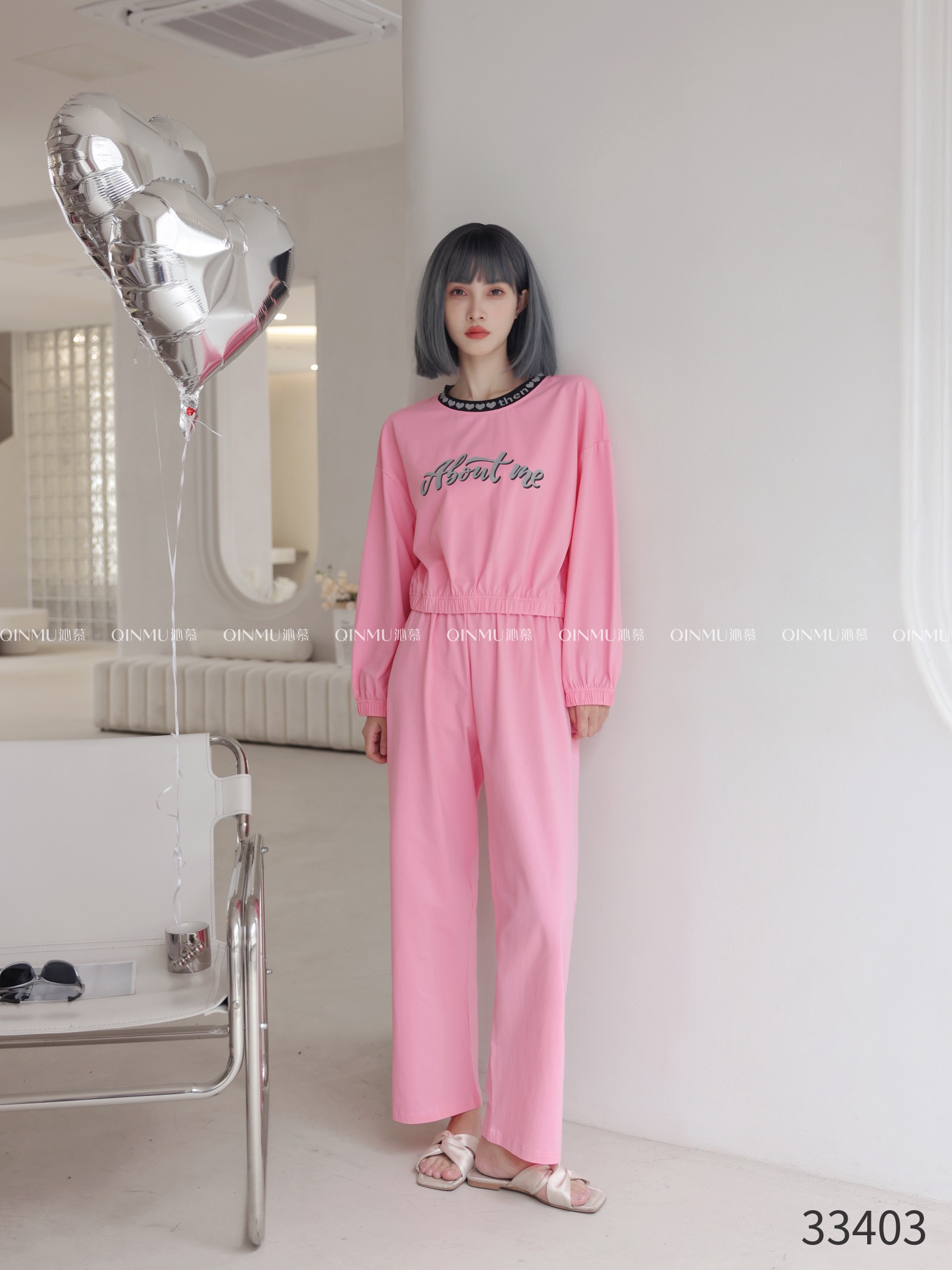 QM正品新款长袖女纯棉睡衣春秋冬季休闲韩版可外穿纯棉高档家居服